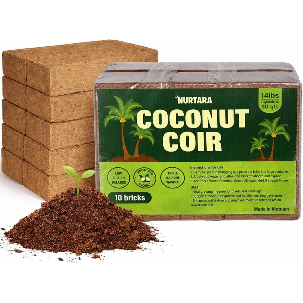 

14 Lbs Bricks, Pack 10 Cnut Coir | 1.4 Lbs Each | Organic Compred Cpeat, Seed Starter Soil, Cnut iber or Reptile Terrarium, Pott