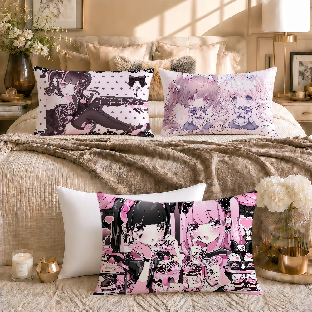 Y2k Anime Jirai-kei Landmine Girl Nurse Cushion Cover Soft Rectangle Home Sofa Living Room Decor Dorm Bed Hogar Pillowcase Gift