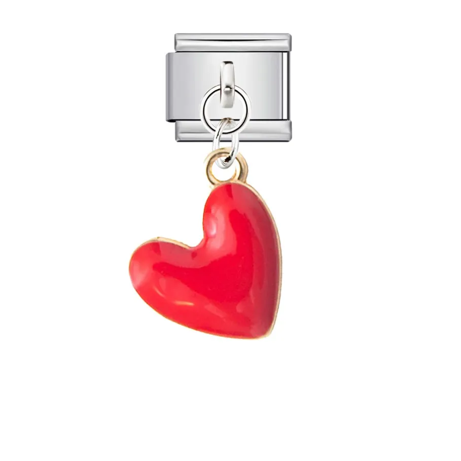 Y2k Mädchenhaftes Niedliches Rosa Rot Schwarz Weißes Herz-Anhänger Italienischer Charm Passend für 9mm Gliederarmband aus Edelstahl Schmuckperlen DIY Herstellung – Detail 3