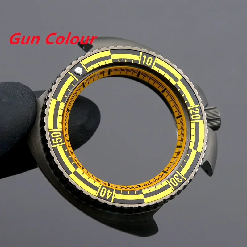 Turtle Abalone Dive Watch Case Gun Colour Fit Japan NH34 NH35 NH36A Movement Design SKX6105 6309 Watch Parts Repair