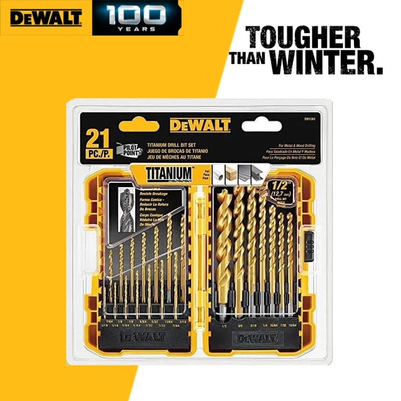 

DEWALT 21 Pcs Pilot Point® Titanium Nitride Coated Drill Bit Set Twist Drill Bits Sets Dewalt Power Tool Accessories DW1361