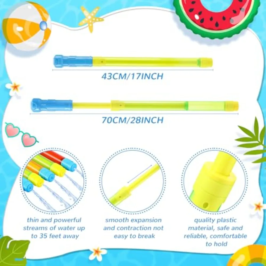 Outdoor swimming pool, backyard, beach sand party water fighting game: 72 pcs 17-inch colorful plastic water guns in yellow, re