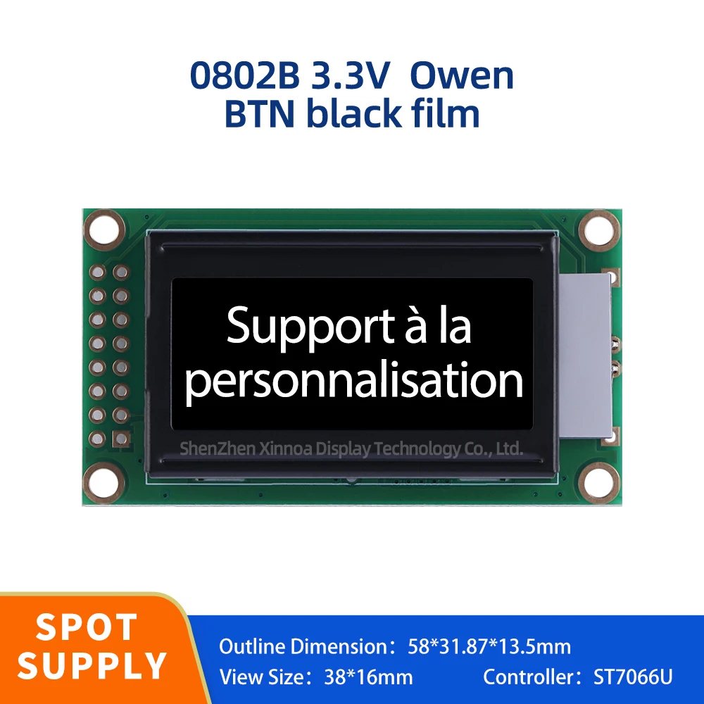 

0802 BTN Black Film White Character LCD Module 0802B 3.3V European Display Module 16PIN Source Manufacturer