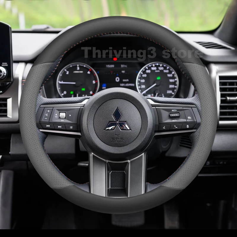

Leather Car Steering Wheel Cover For Mitsubishi Triton GLS GSR L200 2015-2025 Non-slip Auto interior Mitsubishi L200 Accessories