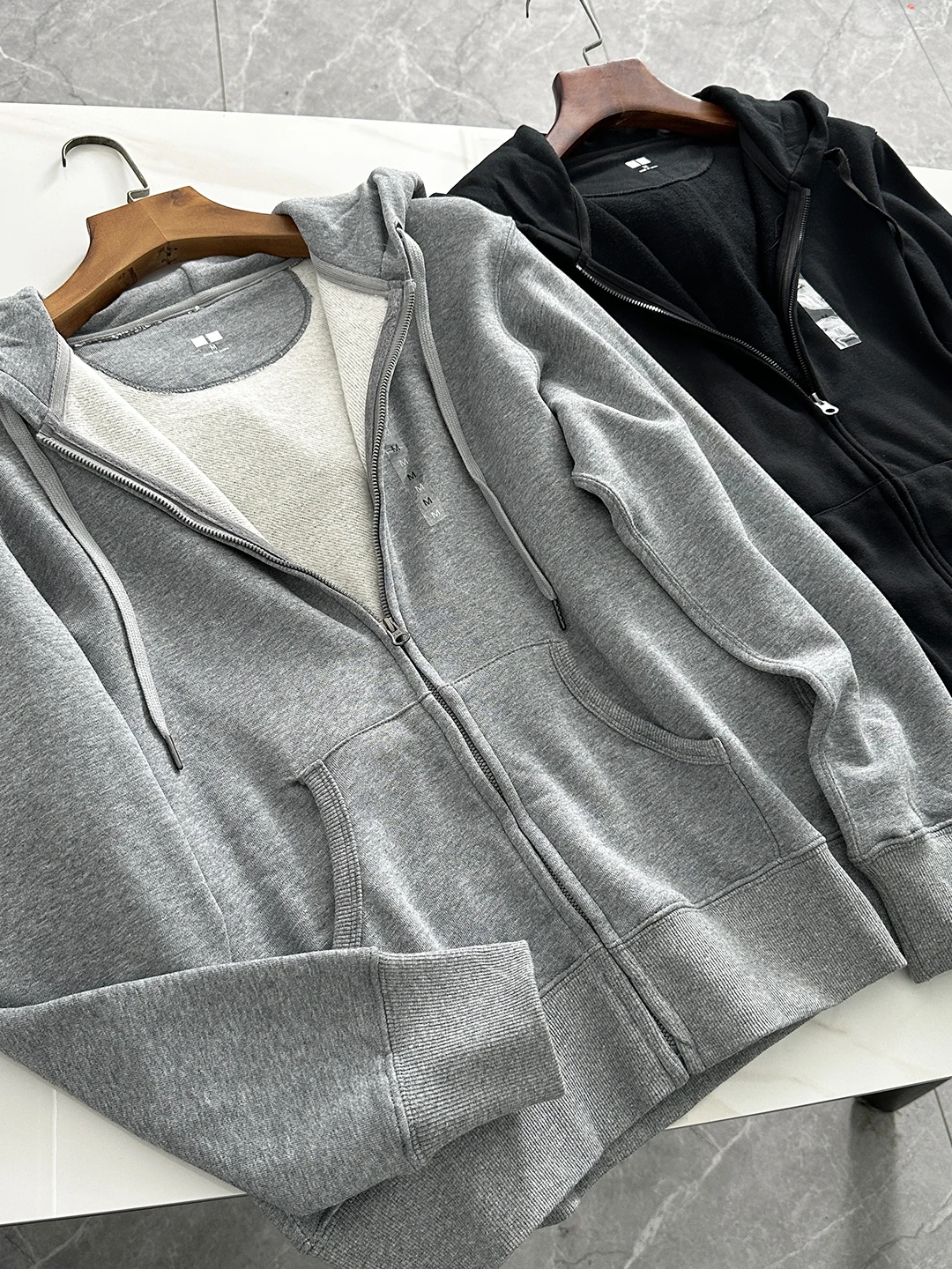 

Casual Hooded Open Cardigan Sweatshirt Fish Scale Fleece Lined All Seasons Unisex Standard Fit Zipper Cotton Moisture Wicking