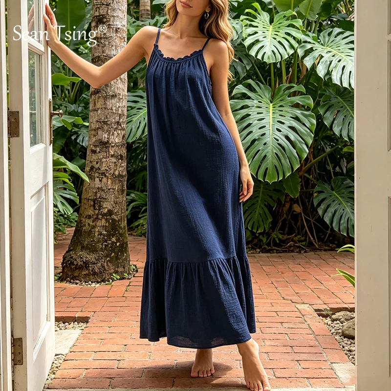 loose cotton summer dresses Womens Linen Dress Short Sleeve Elegant Beach Flowy Plus Size Comfy Long Dress with Pockets Black: Clothing, Shoes & Jewelry made for you Lolmot Summer Dresses for Women