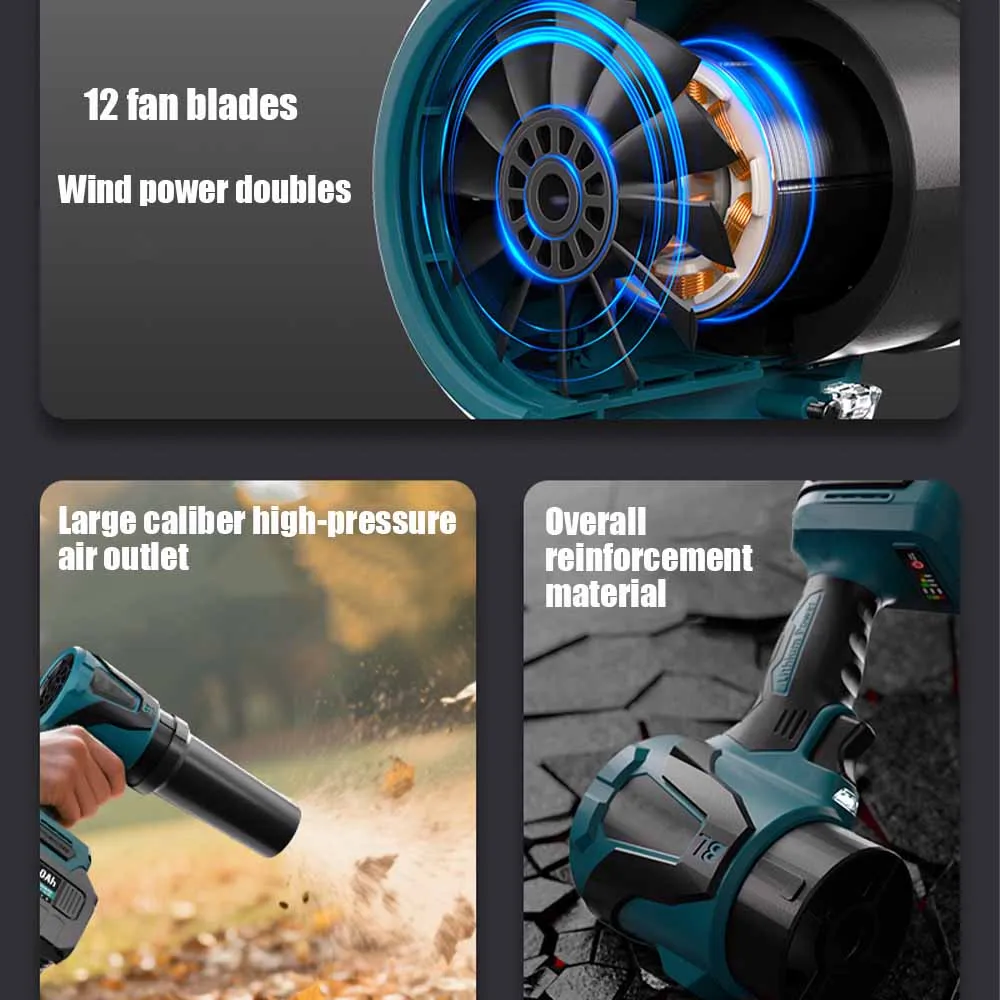 

For Makita 18V Battery Brushless 3-Gears Cordless Blower Vacuum Cleaner Air Duster 2in1 Handheld Floor Carpet Car Power Tool