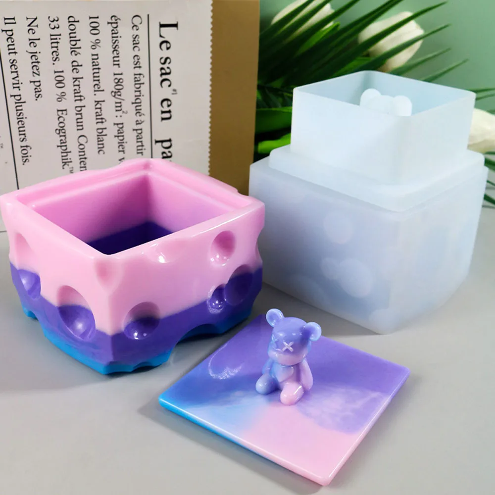 DIY Cheese Storage Box Silicone Mold Gypsum Container Jar Ashtray Molds Home Decoration Ornaments Gift Mold