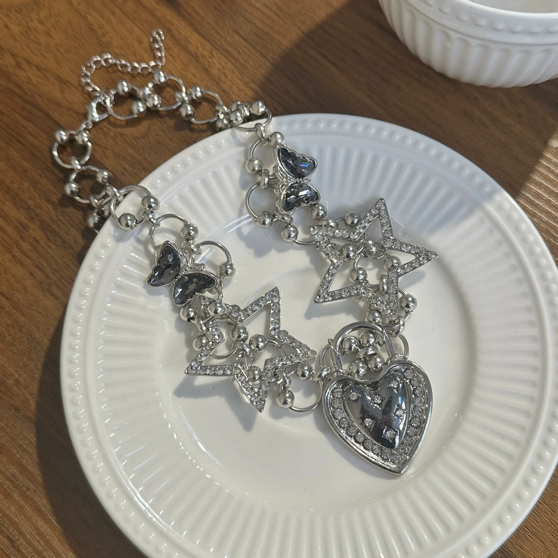 Goth Vintage Stern-Herz-Anhänger Choker-Halskette für Damen und Herren, Y2K-Charm, personalisierter Punk-Hip-Hop-Rock-Halsschmuck, Accessoires – Detail 3