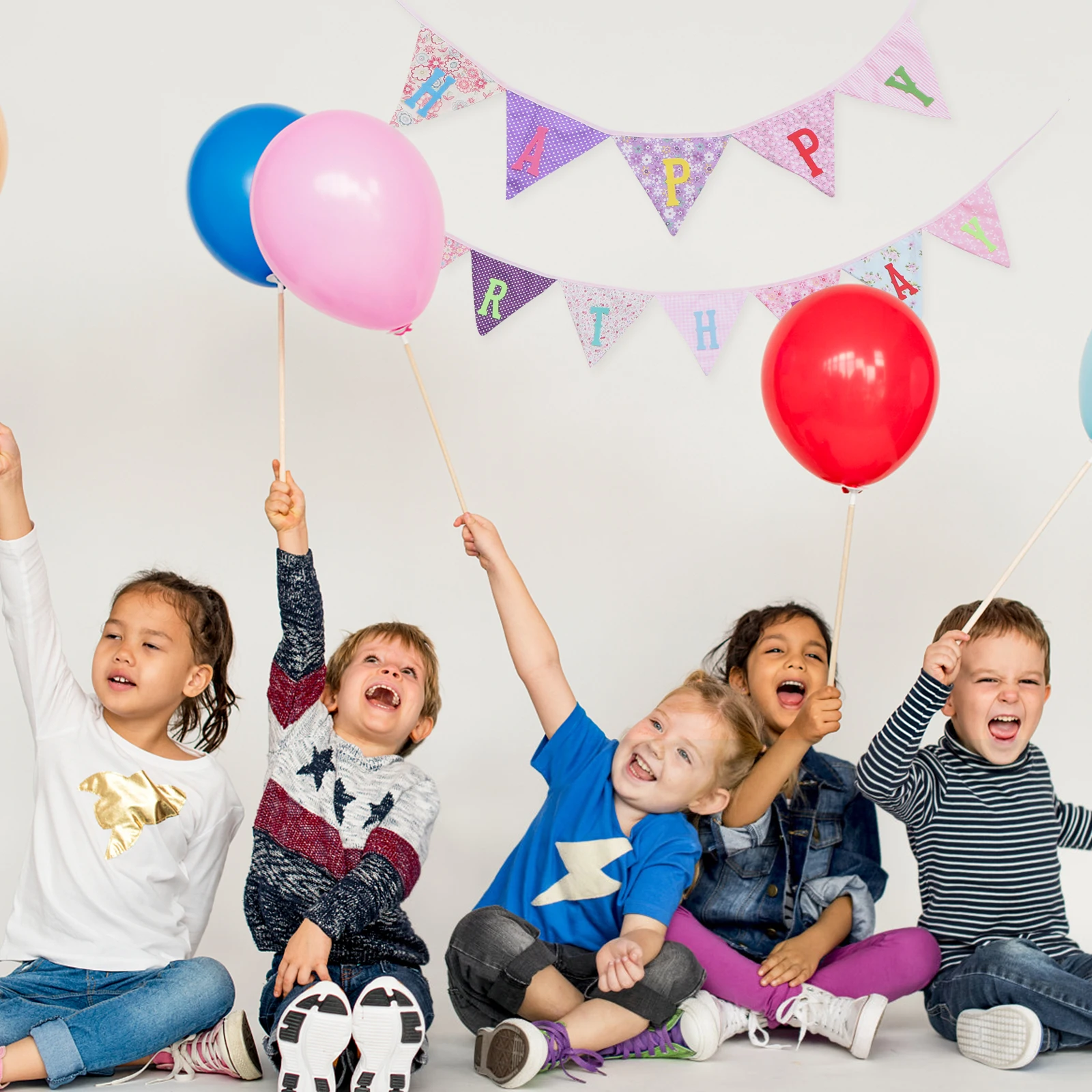 

2.4M 'S Birthday Party Decorations Pink Cotton Banner Birthday Bunting Banner Party Diy Decorations Cheer Photo