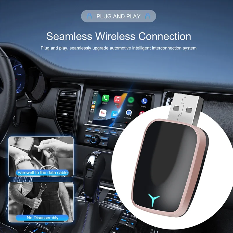 WAP01 Wireless Carplay Android Auto Adapter Wired To Wireless 2 In 1 Mini Car Ai Box Plug And Play Applicable To Convert