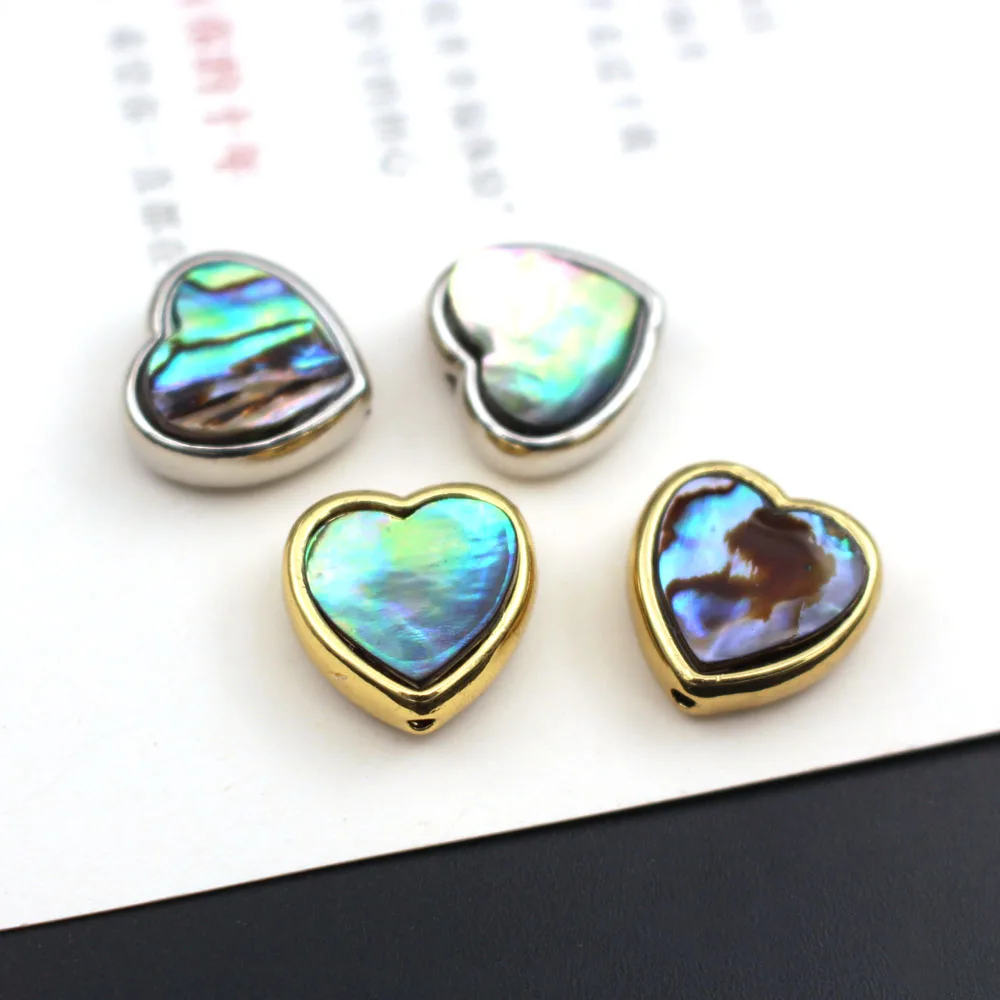 6pcs Natural Abalone Shell Pendant Round Square Heart Oval Shape Spacer Beads DIY For Jewelry Making Bracelet Necklace Earrings