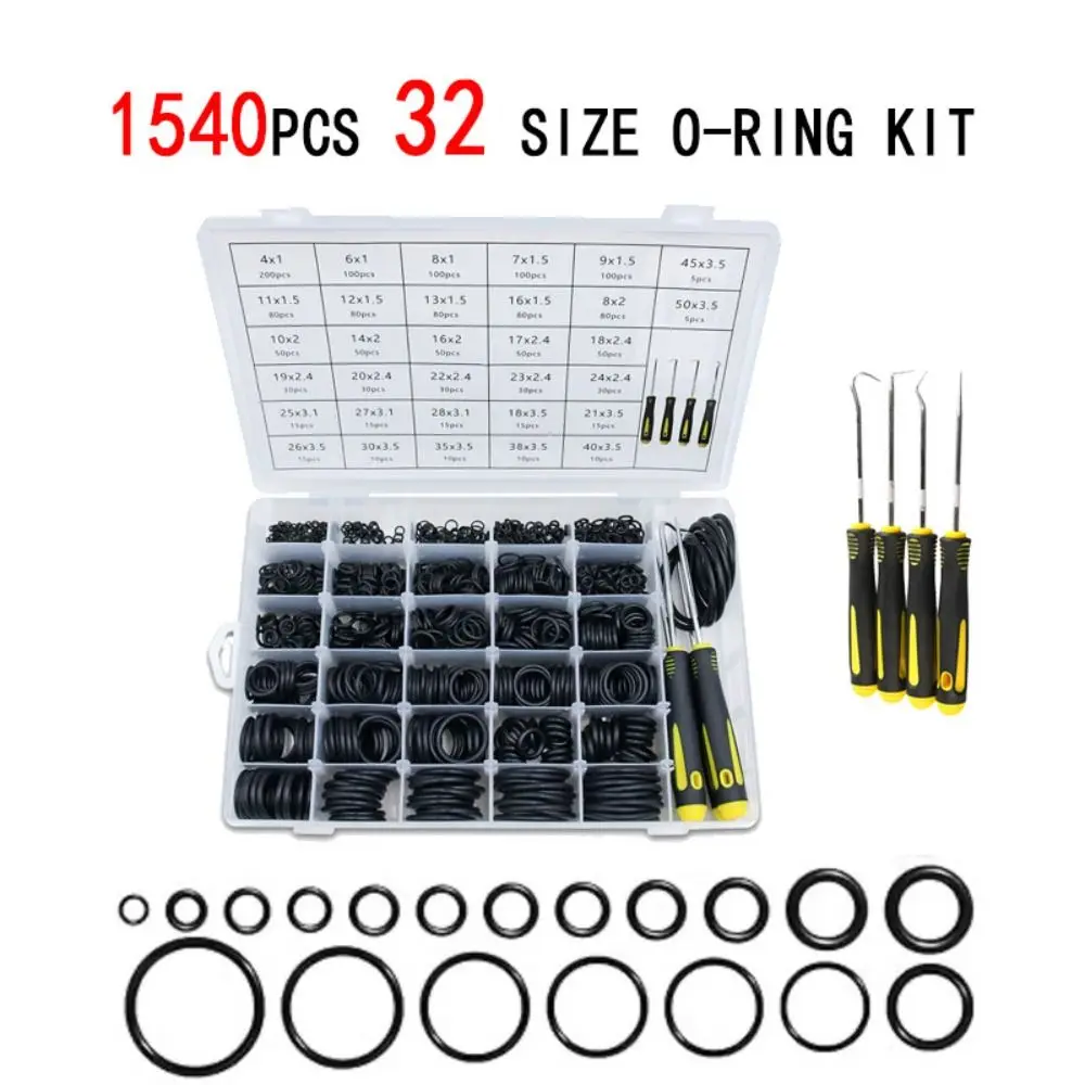 

1540Pcs Metric O Rings Oil Resistant Nitrile Rubber Washers High Temperature Resistant Assortment Kit O-Rings Gas Repair