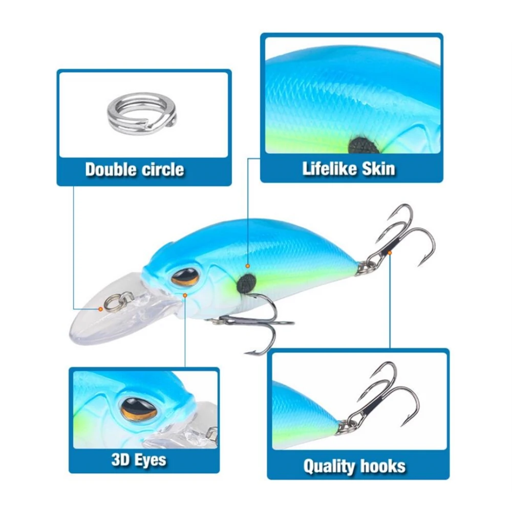 1Pcs Crankbait Fishing Lures 15.3g 9cm Minnow Hard Artificial Plastic Bait Bass Wobblers 3D Eyes Pesca Pike Fishing Tackle