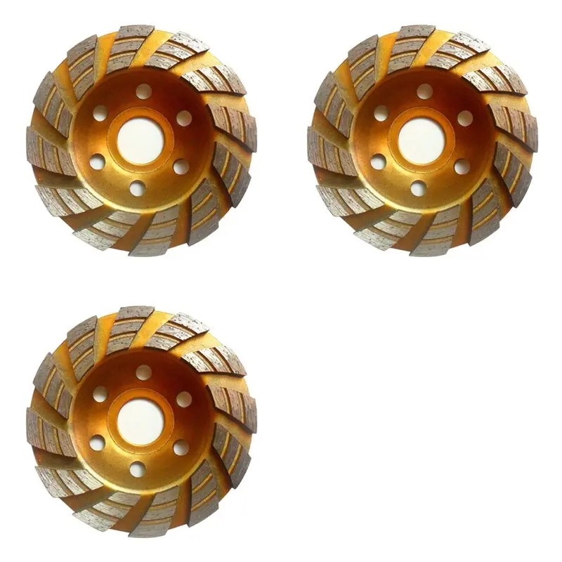 ABFU-3X Diamond Angle Grinder Grinding Disc 100Mm Cement Stone Concrete Bowl Grinding Disc Cutting Disc Tool Yellow