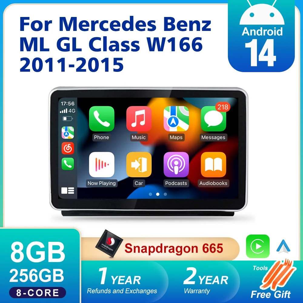 256G Wireless CarPlay Screen For Mercedes Benz ML GL W166 X166 GPS Car Multimedia Player Radio Auto Stereo DSP