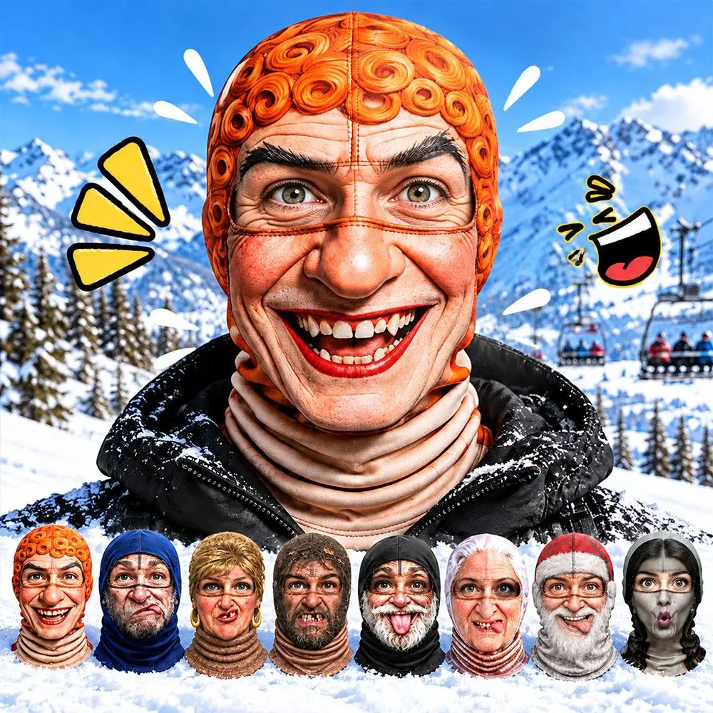 Novelty 3D Pattern Old Man Balaclava Face Mask Breathable Stretchy Fabric Winter Mask Cover Windproof Ski Mask Cycling