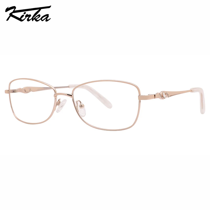 Kirka Female Eyewear Oval Full-Rim Frames Shine Colors Metal Glasses for Women Gems Eye Shape Temples Optical Frames MW1062