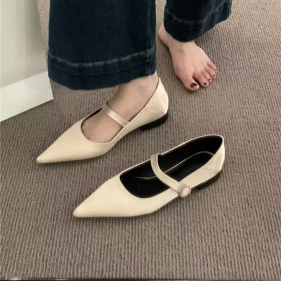 

2024 Women's Autumn New Fashion Solid Color Pointed Female Flat Shoes Casual Shallow Mouth All Match Female Loafers Zapatillas