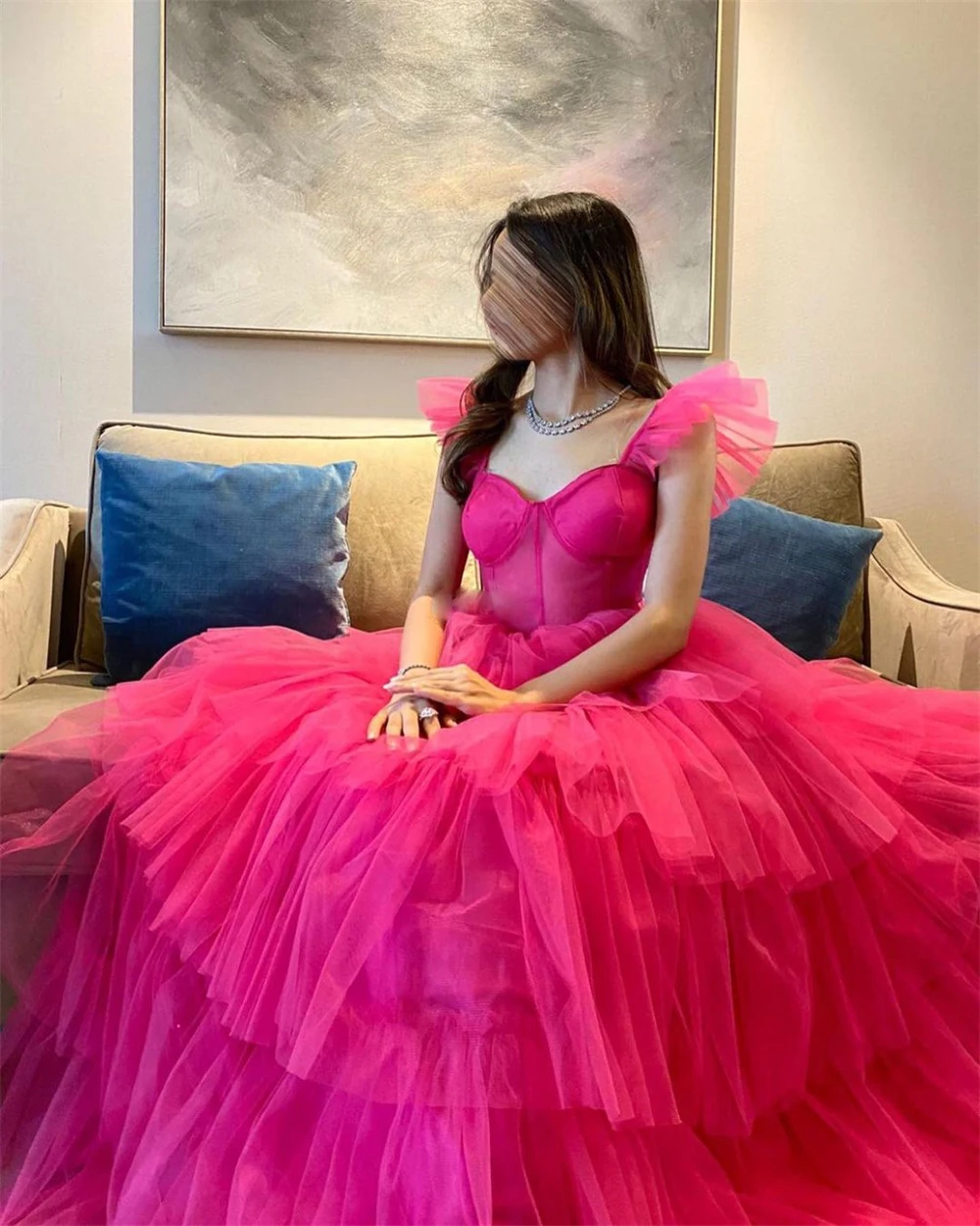 Abito da ballo elegante abito da ballo a cuore dolce abiti da Quinceanera abiti da sera formali in Organza con maniche volanti muslimexmuslimexmuslimapy