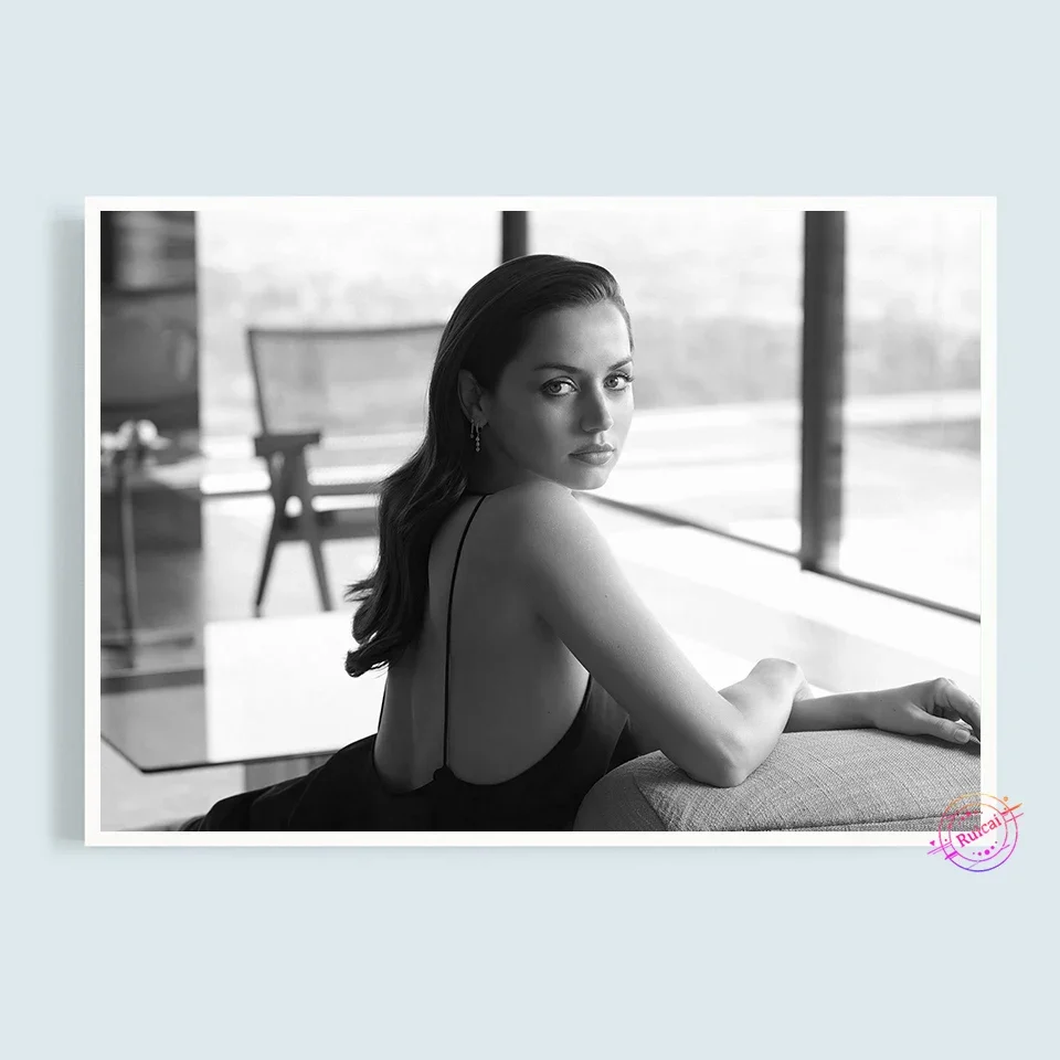 آنا دي أرماس المشارك فيلم ستار قماش الفن يطبع جدار صورة لغرفة المعيشة فتاة ديكور المنزل مروحة جمع الهدايا #6