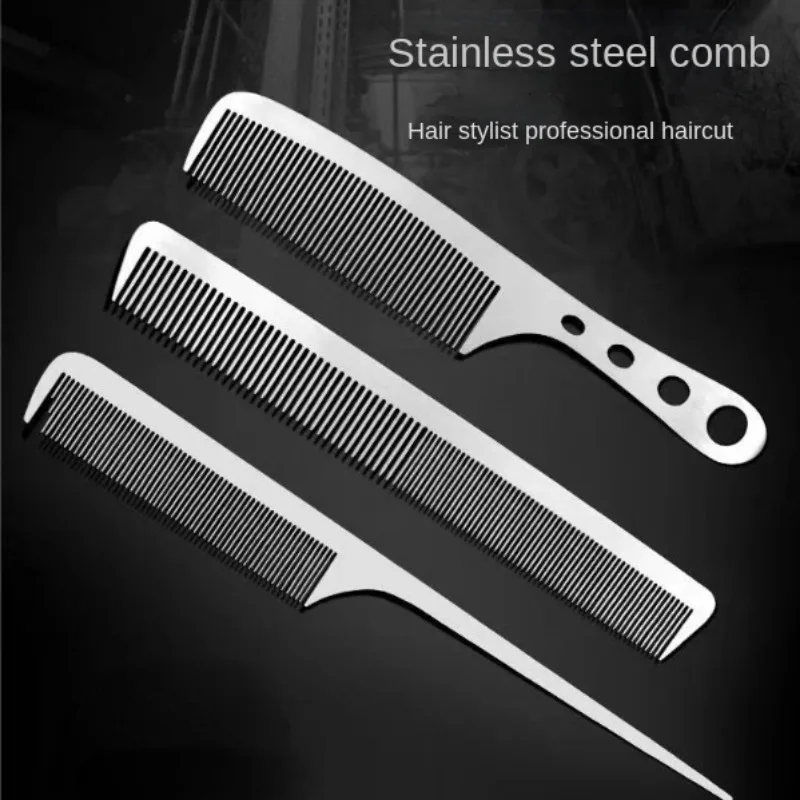 1PC Titanium Steel Comb Professional Salon Hair Hairdressing Anti-static Barbers Comb Ultra Thin Hair Brush for Men