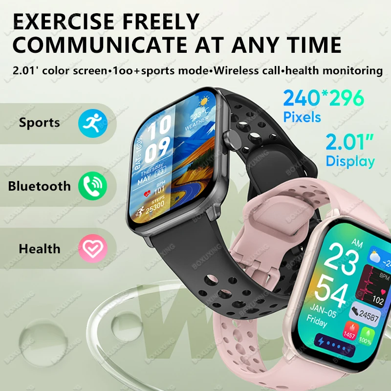 2026GPS Track Smart Watch 2.01-Inch Ultra HD AMOLED Screen IP68 Waterproof Sports Heart Rate Monitor Bluetooth Call Smartwatches