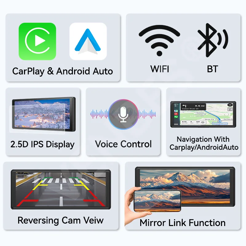VENBES 10.26 Inch Wireless Carplay Android Auto Multimedia Car