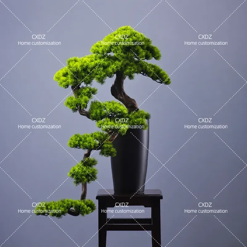 Simulated Welcome Pine Fake Tree Bonsai Living Room Office Entrance Desktop Green Plants New Chinese Zen Decorative Ornament