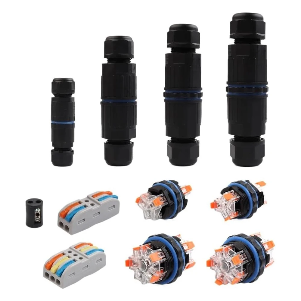 IP68 Waterproof Cable Connector Quick Connection KVSF-15 2 in 2 Out 2/3/4/5 Pin Electrical Terminal Adapter Wire Connector