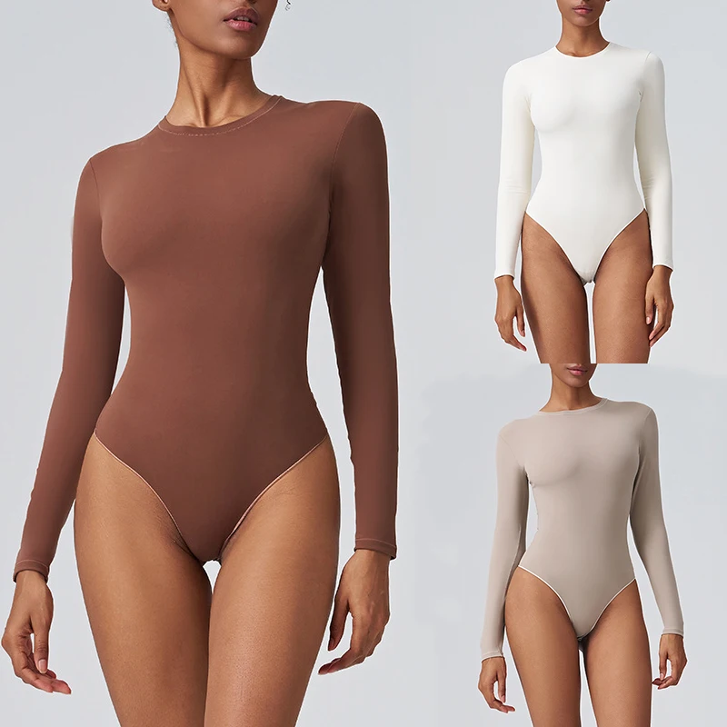 

Женское корректирующее белье с круглым вырезом, костюм для балета и танцев, боди с длинными рукавами, облегающий комбинезон, корректирующее белье, корсет, тренировочный костюм