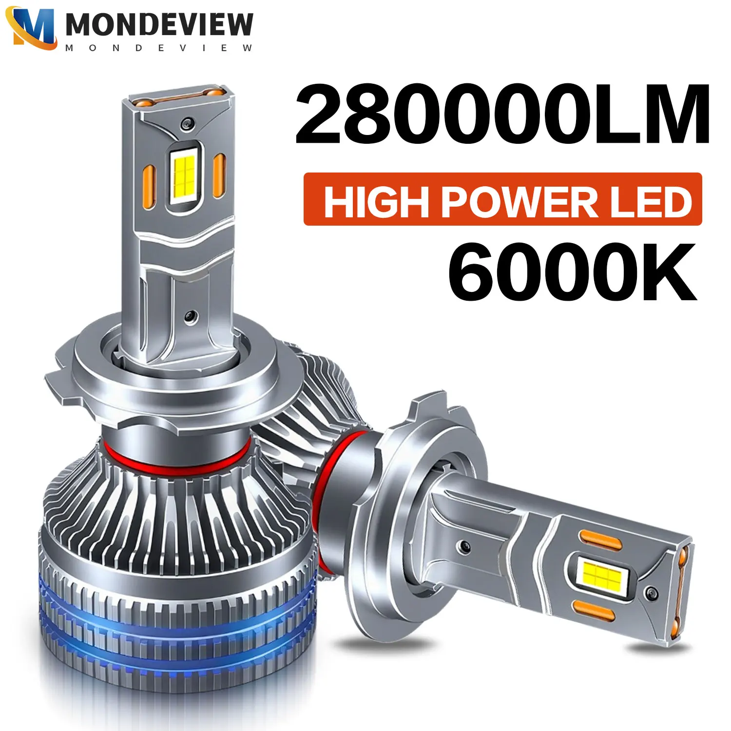 

MONDEVIEW high-power double copper tube car headlight H1 H4 H7 H11 9005 9006LED bulb 280W 600K 280000LM daytime running light