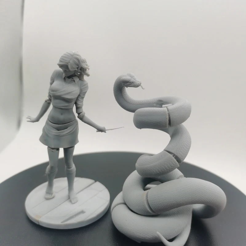 Resin Figure Fantasy Magical Girl and The Snake 1/24 Scale  Assemble  Miniatures Model Kit Unassembled Unpainted Statuettes Toys