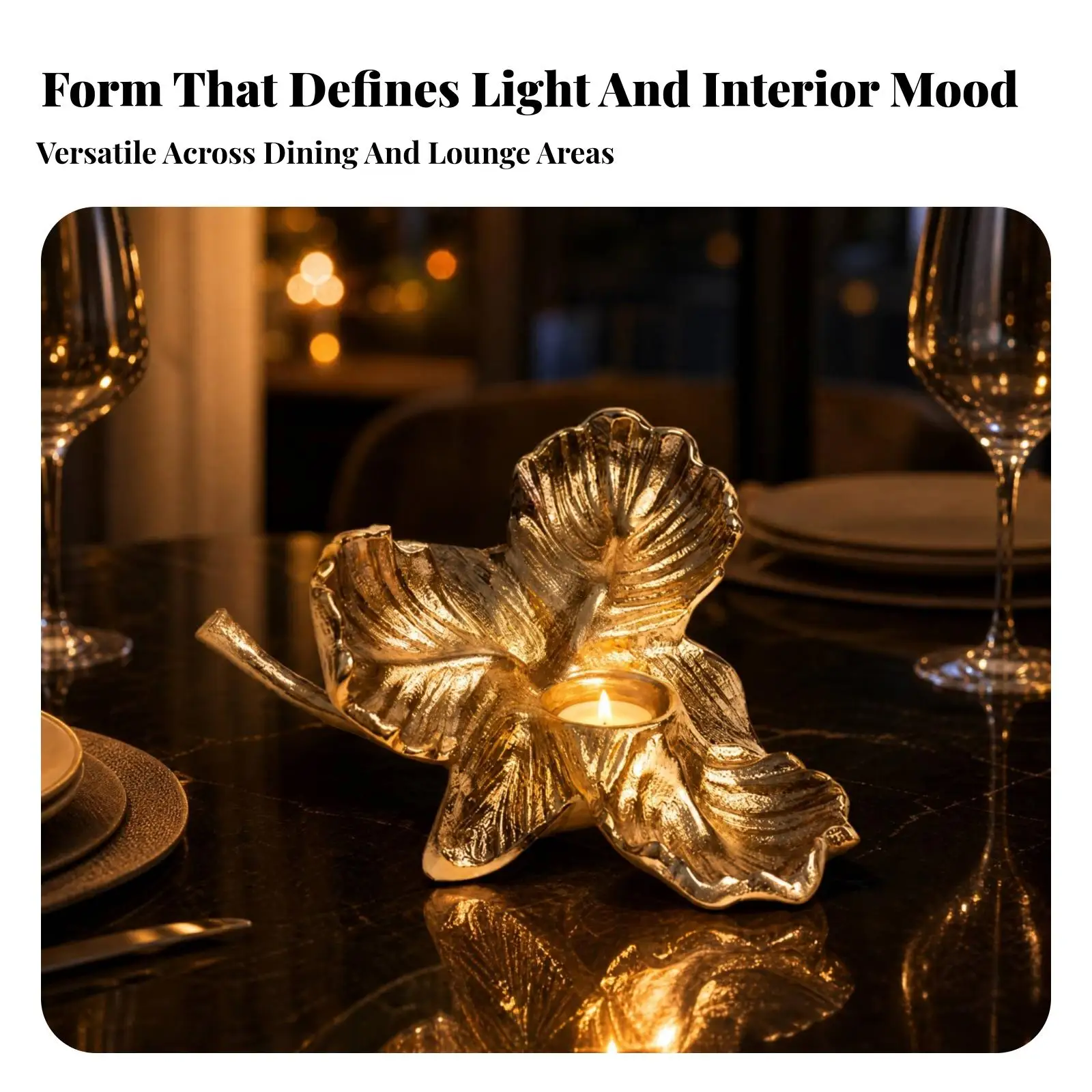 Sculpted Flower Candle Holder Elegant Aluminum Candle Holder with Gold Finish Decorative Sculptural for Home Decor