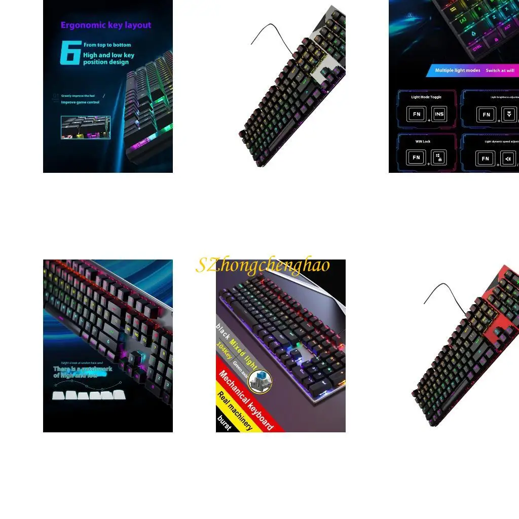 

82 RGBs Backlits Mechanical Keyboards Blue Switches SplashProof Ergonomic 601D