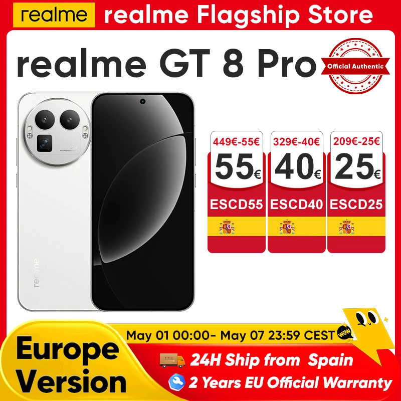 realme GT 8 Pro 5G Global Version Smartphone Snapdragon 8 Elite Gen 5 144Hz Screen 200MP Ultra Camera 50W Wireless Charge New