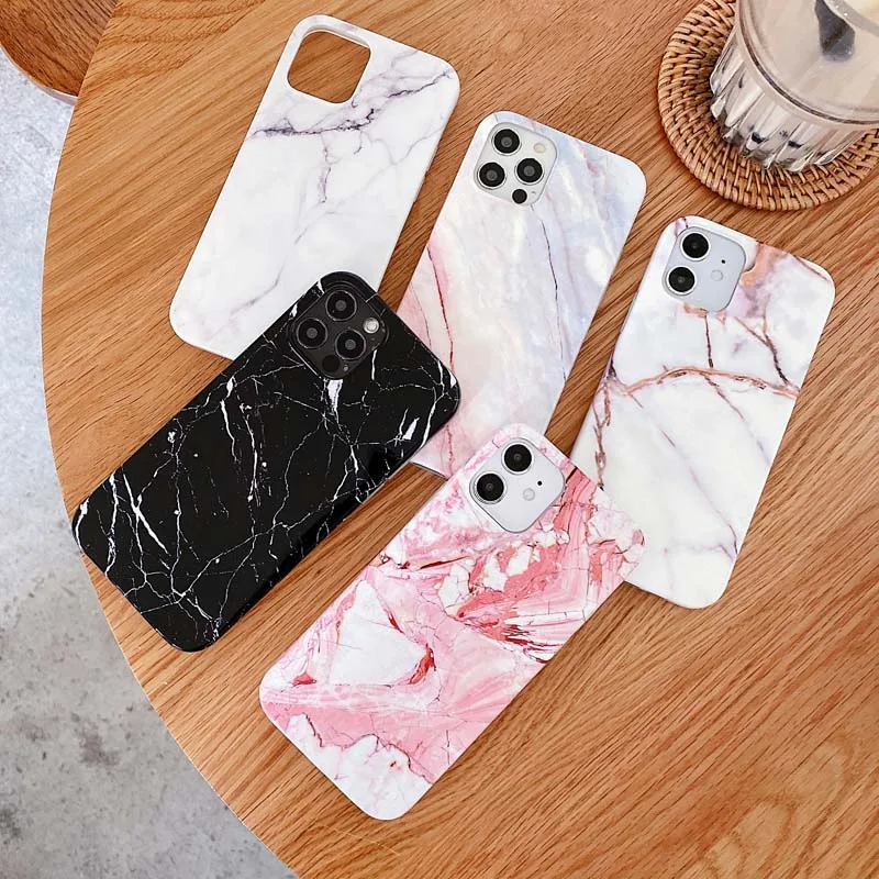 Luxury Marble Protective Cover On iPhone 7 8 Plus Se 2020 X XR XS Max Anti Knock Case for iPhone 11 12 13 Mini 14 Pro Max Shell