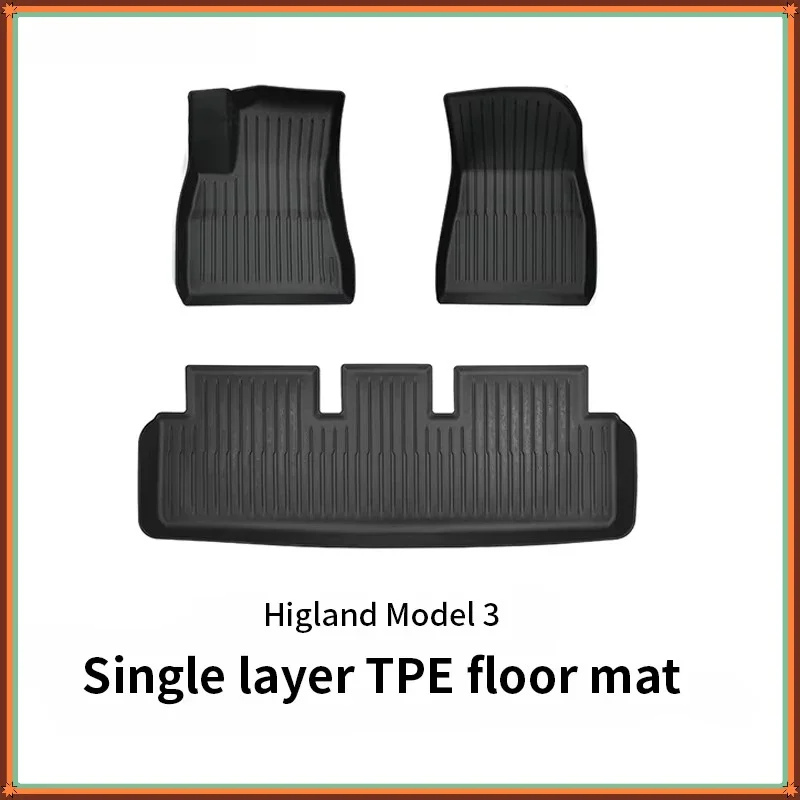 For Tesla 2024-26Model 3 Highland3 Master copilot and back row Floor MatsAbsorbent plastic waterproof foot pad TPE Style  Precis