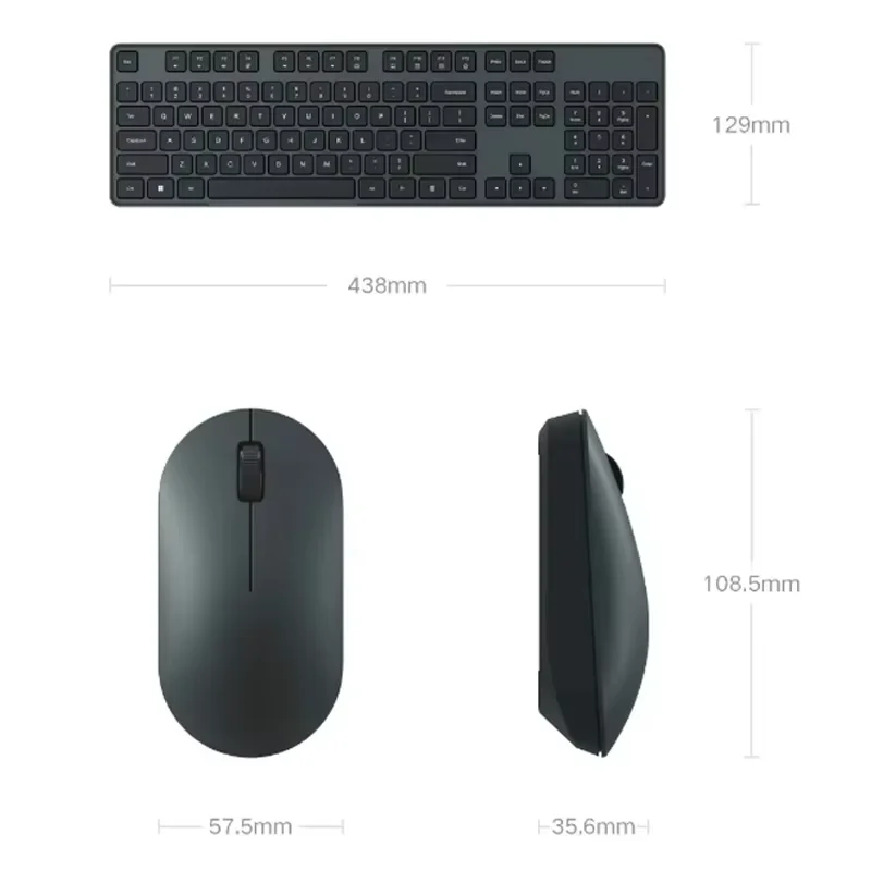 مجموعة لوحة المفاتيح والماوس اللاسلكية الأصلية من Xiaomi 2 واجهة USB-A 104 مفاتيح 2.4 جيجا هرتز اتصال لاسلكي Fn مفاتيح اختصار المكتب