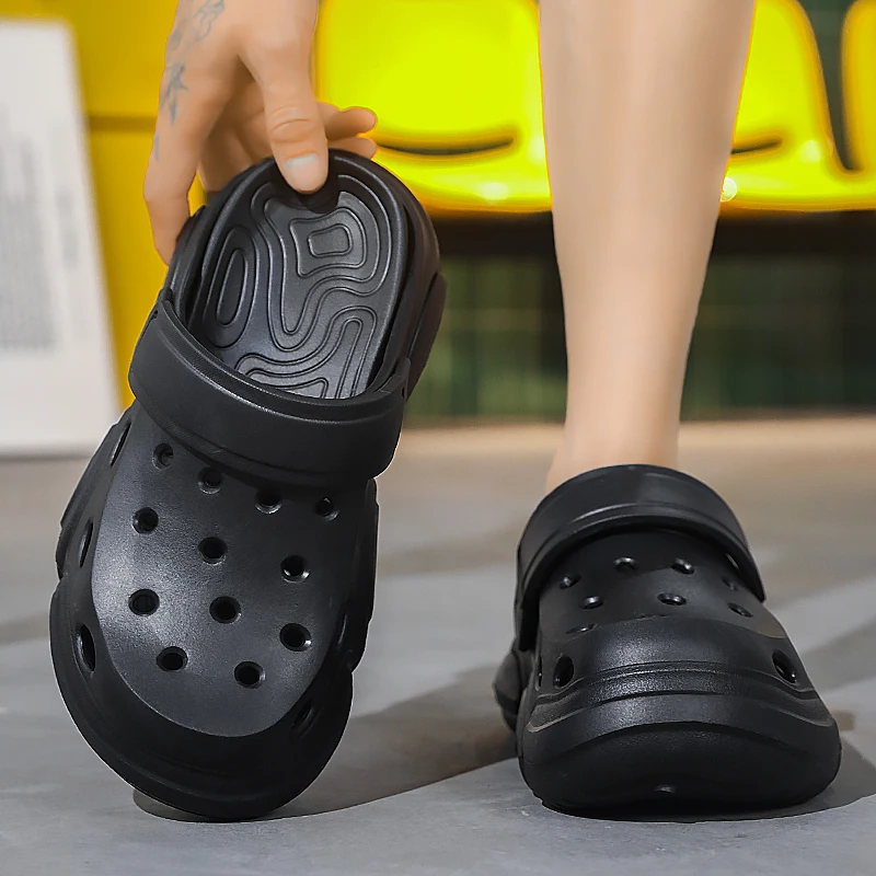 Summer Men's Thick-Soled Non-Slip Breathable Toe-Cap Sandals Casual Beach Slippers Beach Sandals Outdoor Thick-Soled