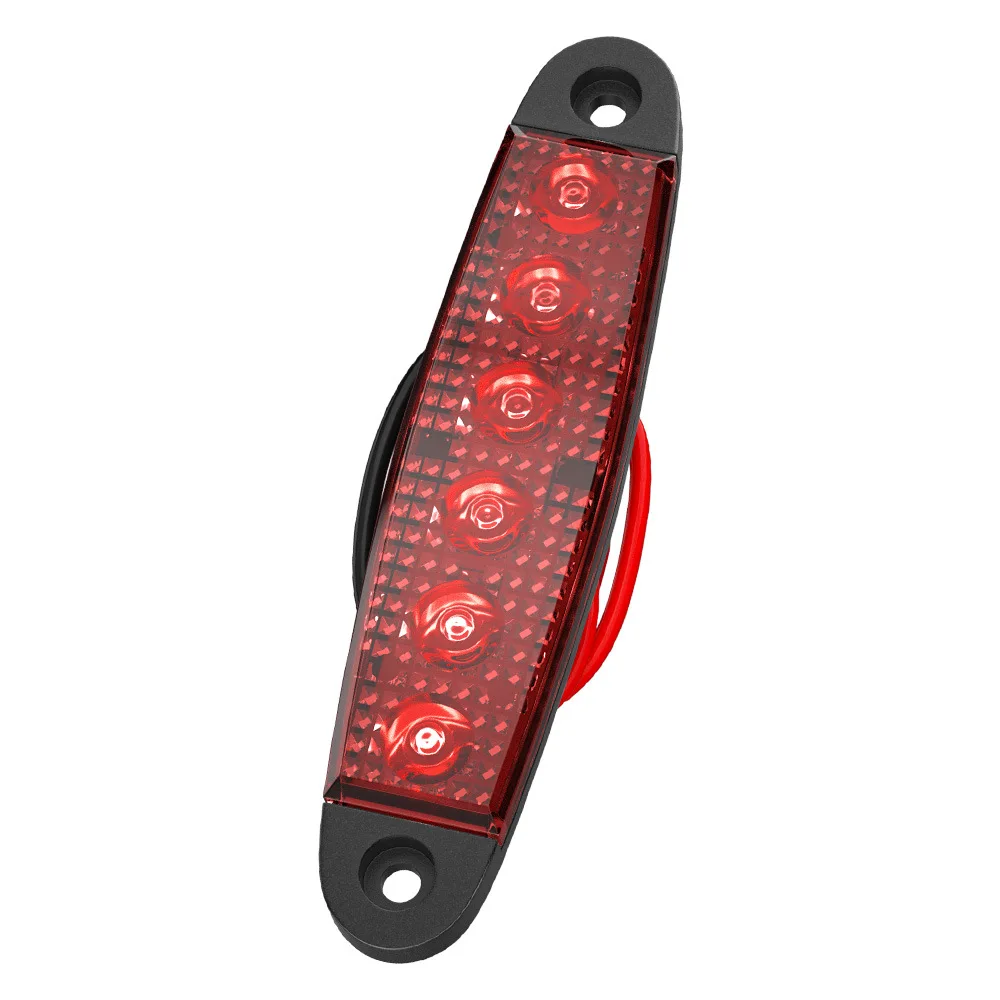 Caminhão Trailer Side Marker Indicator, Clearance Light, Freio do carro, Destaque traseiro, Luz traseira, Lâmpada de sinal de advertência, 6LED, 12V, 24V