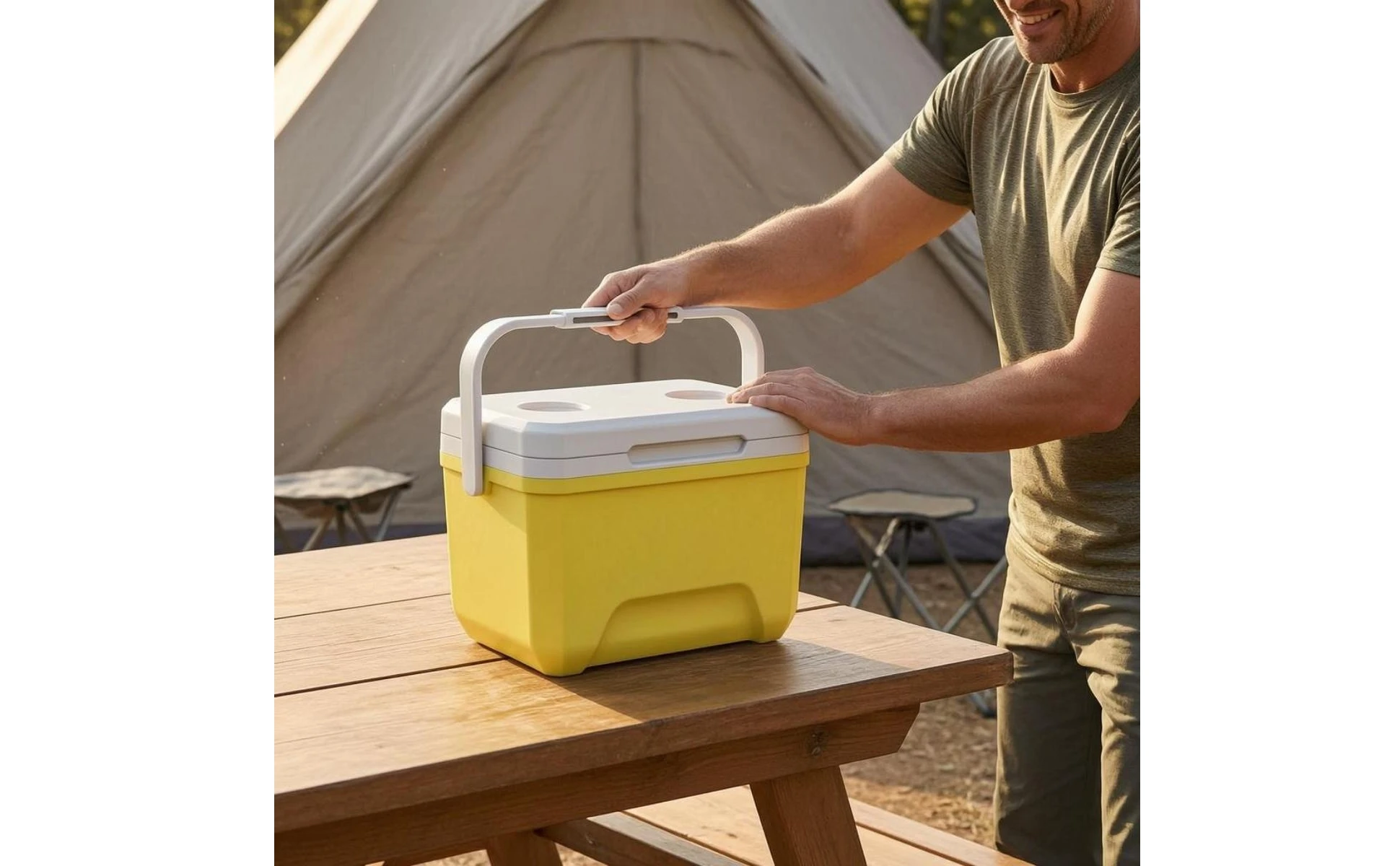 Insulated Cooler Box Rigid Portable Cooler Box Insulated Ice Chest Two-Tone Outdoor Gear Food Grade for Camping