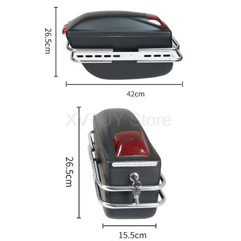 Untuk Honda Suzuki Tas Sadel Universal Sepeda Motor Tangki Bagasi Casing Keras Tas Peralatan Ekor Tahan Air Sepeda Motor dengan Lampu