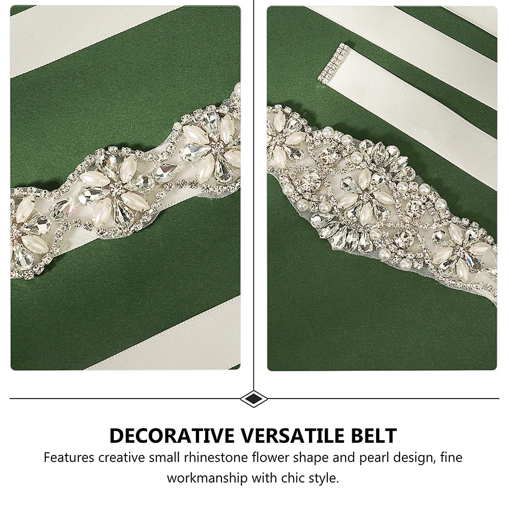 

1Pcs Rhinestone Pearl Wedding Belt Silver Bridal Waistband Alloy Crystal Waist Belt Decorative Waistband for Dress Skirt