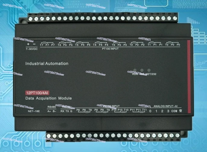

PT100 + 4 Channel AI 3-wire System Temperature Acquisition Module RS232+485 Temperature Collector 12 Channel High Precision