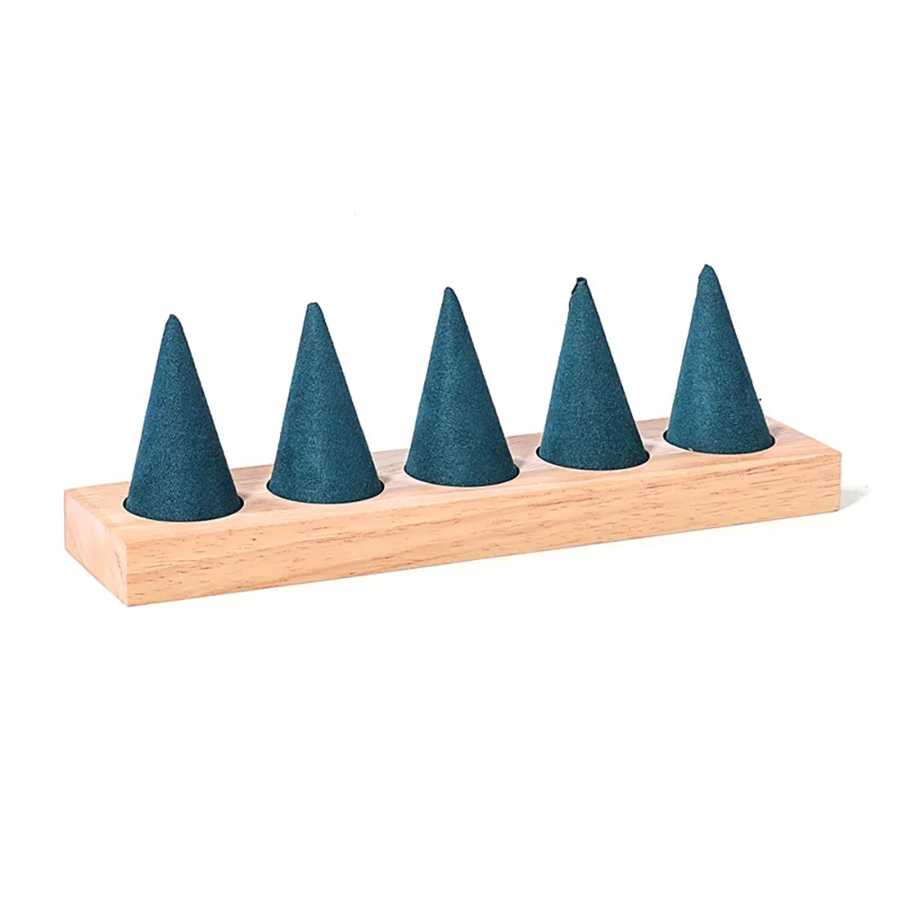 Jewelry Display Cone Shape Rings Holder Multiple Size Storage Rack Flannelette Rings Display Stand Vintage Lightweight