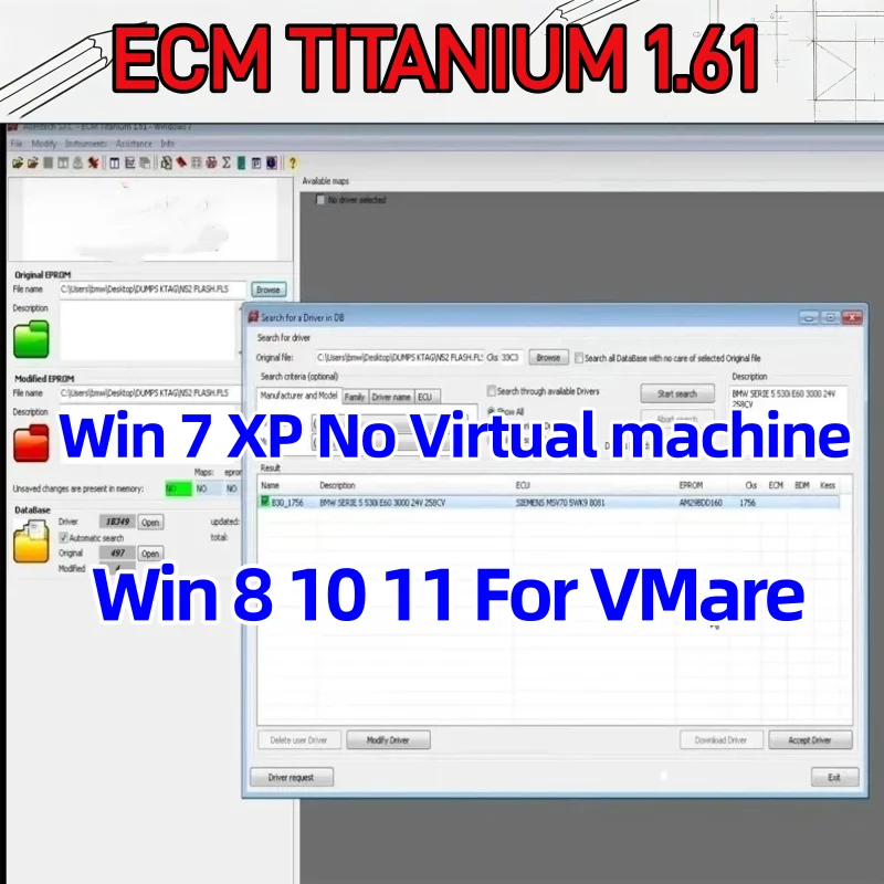 Car Tool Software ECM TITANIUM 1.61 with 26000+Driver ECM 18259+Drivers for Ecu Tool Link/CD /USB Windows 7/10