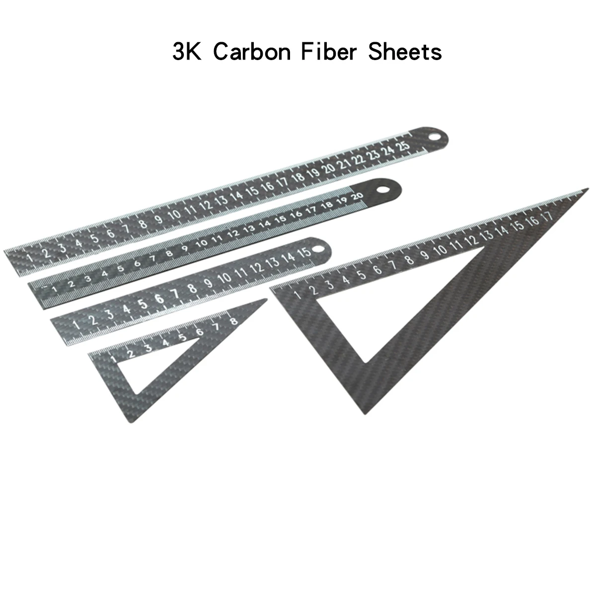 3K Carbon fiber Ruler, Carbon fiber Ruler Set, Measurements for Drawing, Home, Office, Engineering