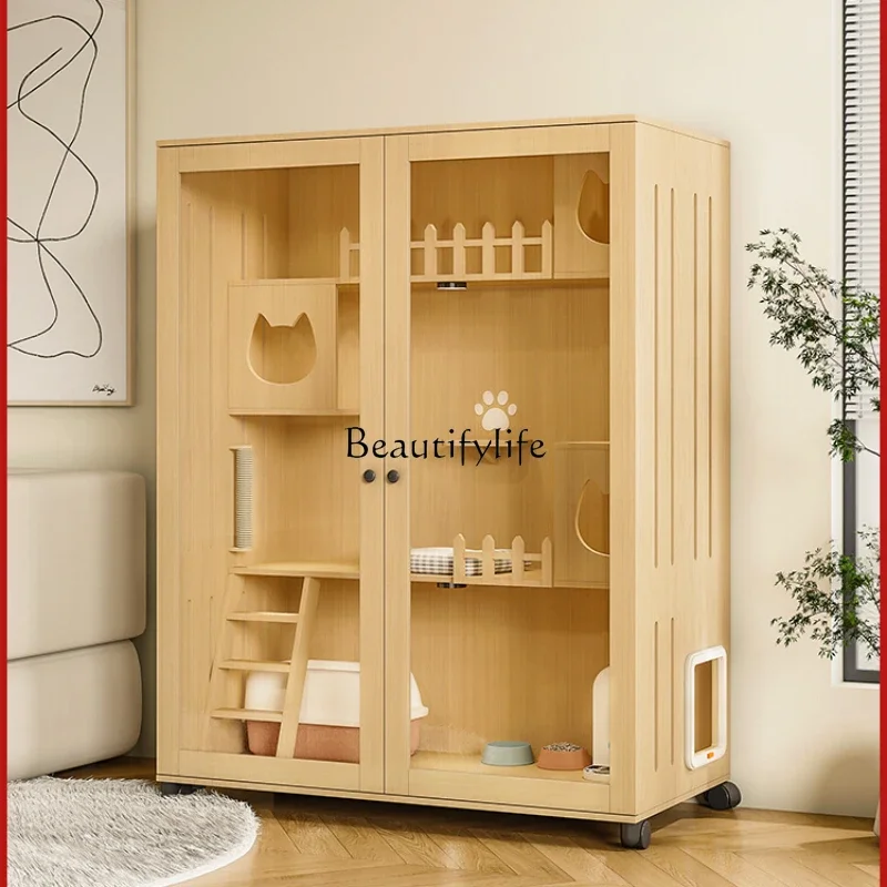 

12 Cat Cage Home Panoramic Cat Cabinet Wooden Indoor Luxury Closed
