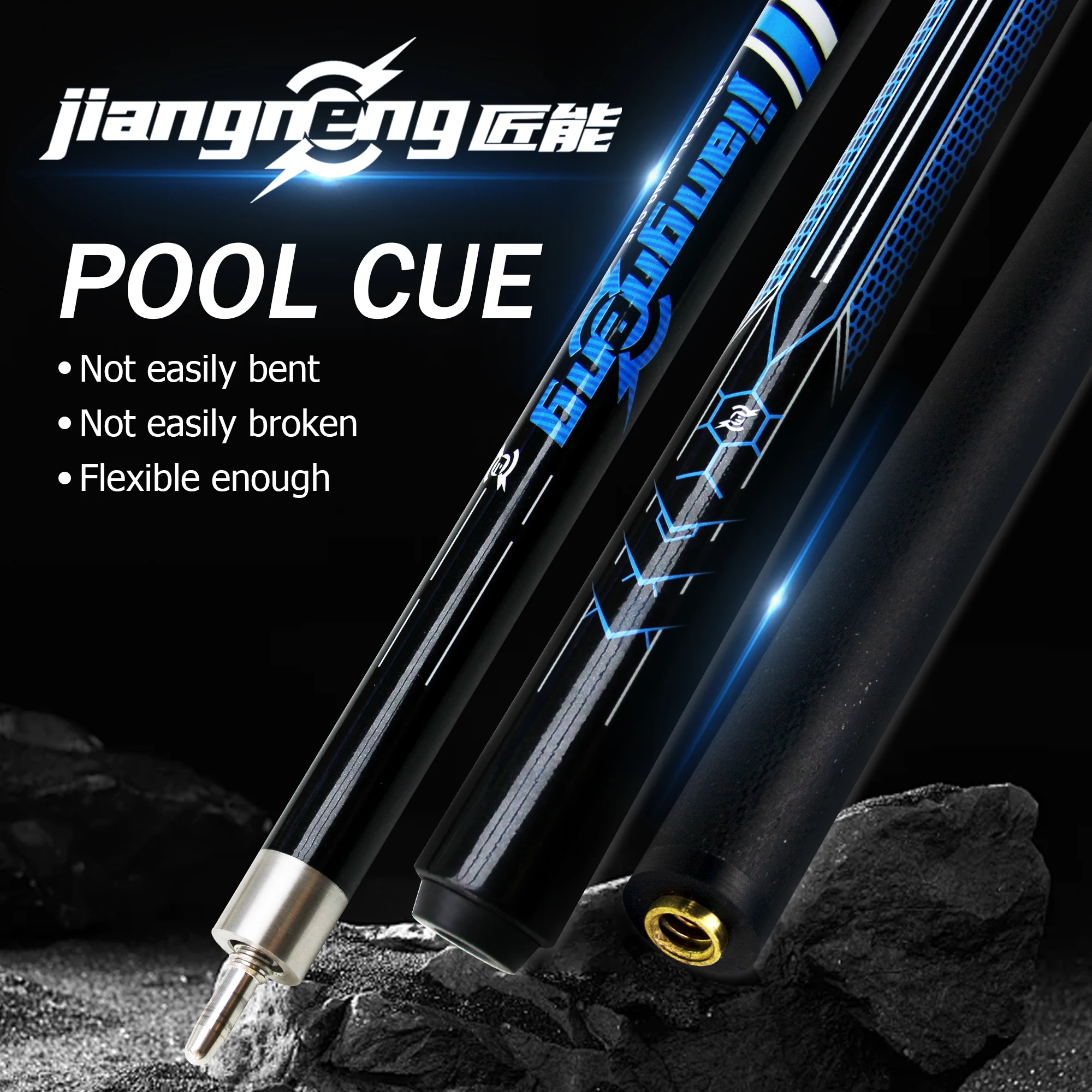 

Professional Billiards Cue 12.5mm Tip Tech Fiber Glass Carbon Balanced Weight Ideal for American Pool and Café Billiards Players